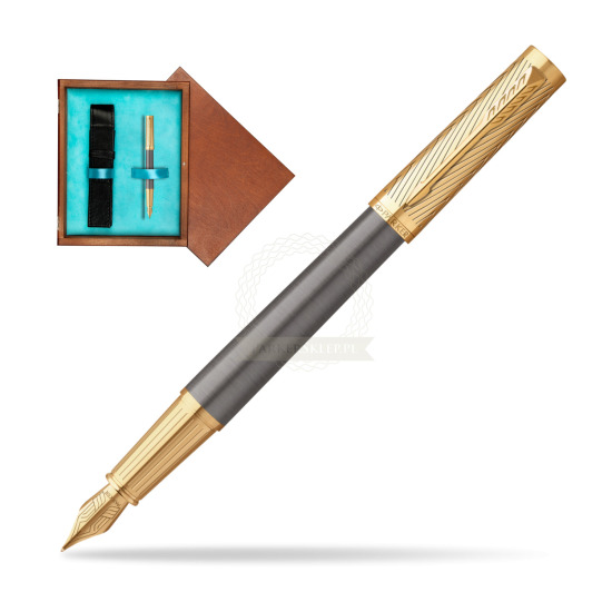 Parker Ingenuity Pioneers GT Fountain Pen - limited edition in single wooden box Mahogany Single Turquoise 