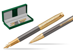 Parker Fountain Pen + Ballpoint Pen IM Pioneers GT - limited edition Gift Set in the green leather box