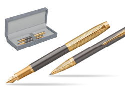 Parker Fountain Pen + Ballpoint Pen IM Pioneers GT - limited edition Gift Set in suede box grey