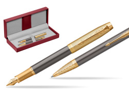 Parker Fountain Pen + Ballpoint Pen IM Pioneers GT - limited edition Gift Set in the red leather box