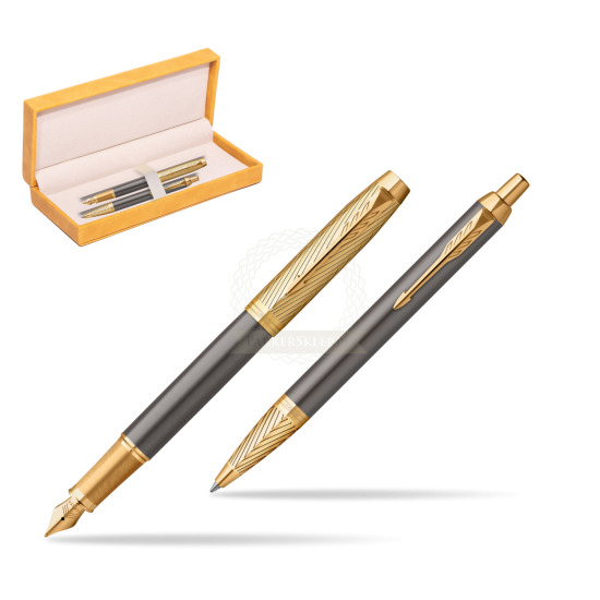 Parker Fountain Pen + Ballpoint Pen IM Pioneers GT - limited edition Gift Set in suede box yellow