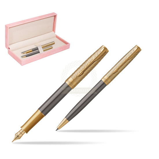 Fountain pen + Ballpoint pen Sonnet Pioneers GT - limited edition Gift Set in suede box pink