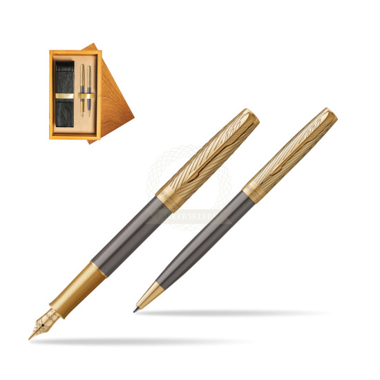 Fountain pen + Ballpoint pen Sonnet Pioneers GT - limited edition Gift Set in double wooden box Honey Double Ecru
