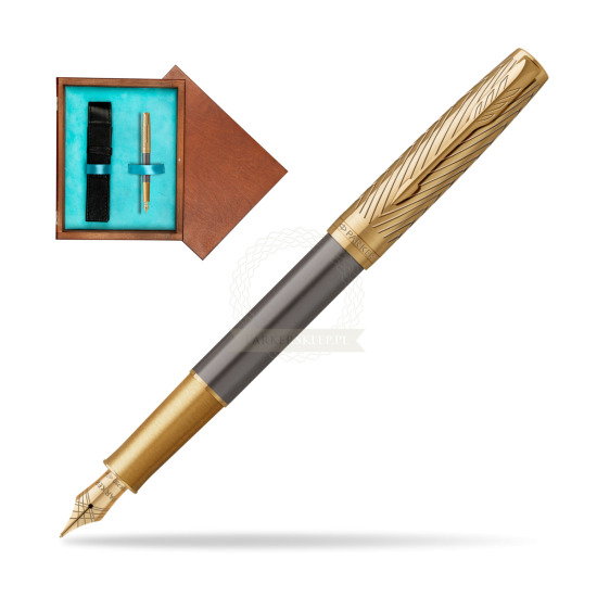 Parker Sonnet Pioneers GT Fountain pen - limited edition in single wooden box Mahogany Single Turquoise 