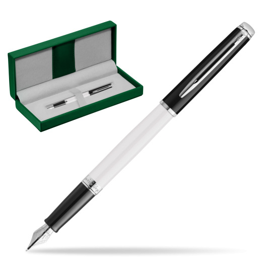 Waterman HÉMISPHÈRE COLOR-BLOCK BLACK-WHITE Fountain Pen in the green leather box