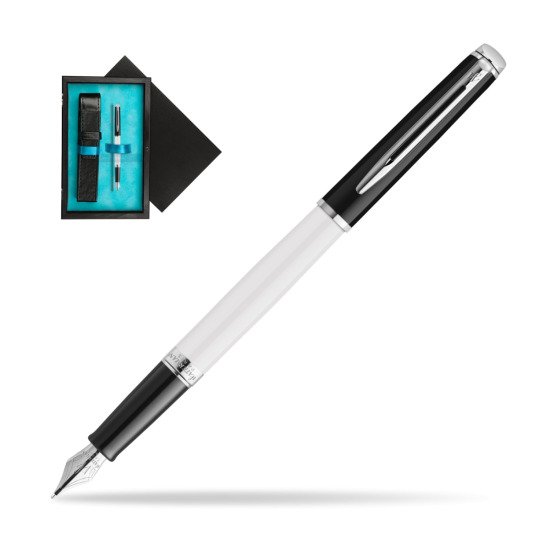 Waterman HÉMISPHÈRE COLOR-BLOCK BLACK-WHITE Fountain Pen in single wooden box Black Single Turquoise