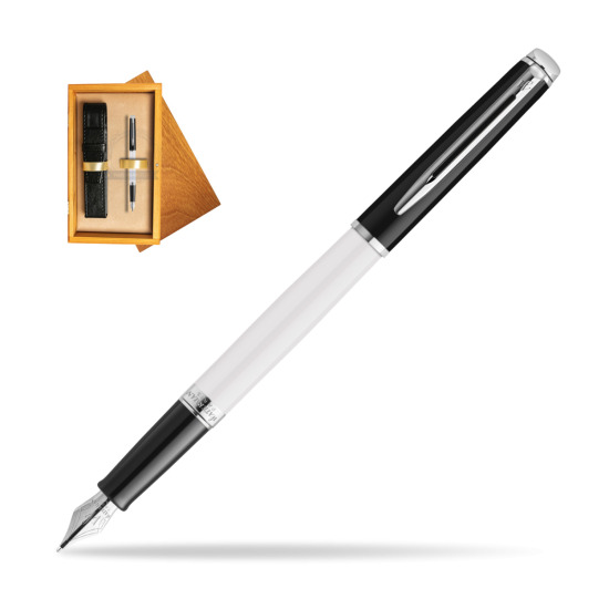 Waterman HÉMISPHÈRE COLOR-BLOCK BLACK-WHITE Fountain Pen in single wooden box Honey Single Ecru