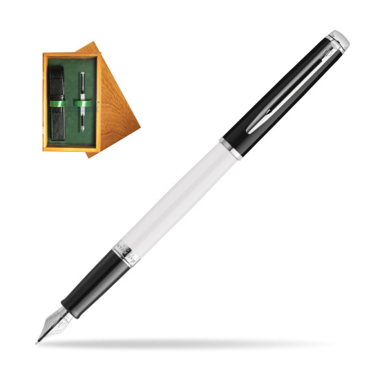 Waterman HÉMISPHÈRE COLOR-BLOCK BLACK-WHITE Fountain Pen in single wooden box Honey Single Green
