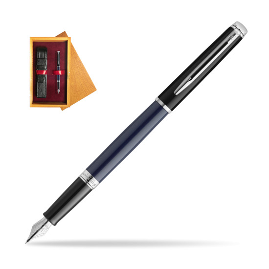 Waterman HÉMISPHÈRE COLOR-BLOCK BLACK-BLUE Fountain Pen in single wooden box Honey Single Maroon