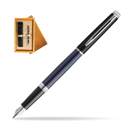 Waterman HÉMISPHÈRE COLOR-BLOCK BLACK-BLUE Fountain Pen in single wooden box Honey Single Ecru