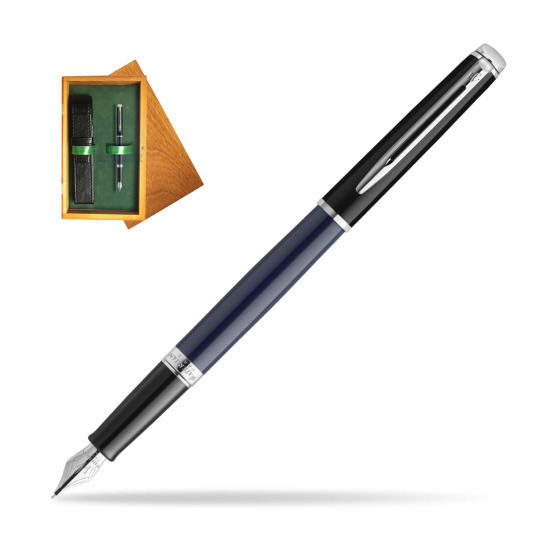 Waterman HÉMISPHÈRE COLOR-BLOCK BLACK-BLUE Fountain Pen in single wooden box Honey Single Green
