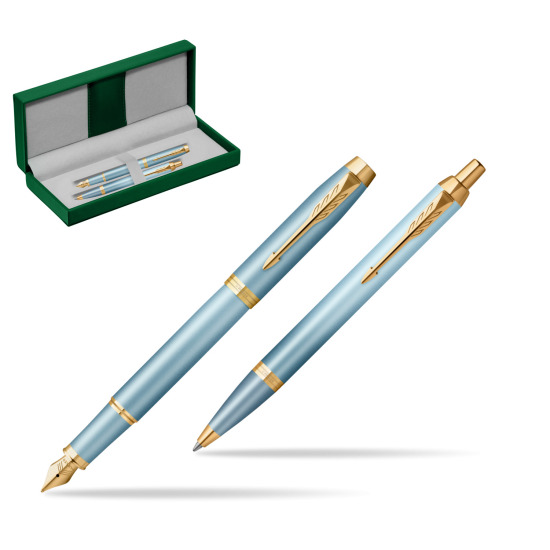 Parker IM RITUALS TURQUOISE GREEN GT Penna Stilografica +  Penna a Sfera Set regalo in the green leather box