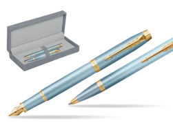 Parker IM RITUALS TURQUOISE GREEN GT Penna Stilografica +  Penna a Sfera Set regalo in suede box grey