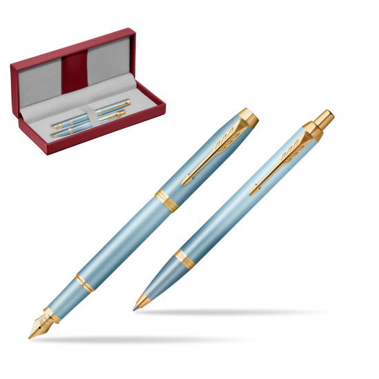 Parker IM RITUALS TURQUOISE GREEN GT Penna Stilografica +  Penna a Sfera Set regalo in the red leather box