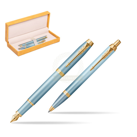 Parker IM RITUALS TURQUOISE GREEN GT Penna Stilografica +  Penna a Sfera Set regalo in suede box yellow
