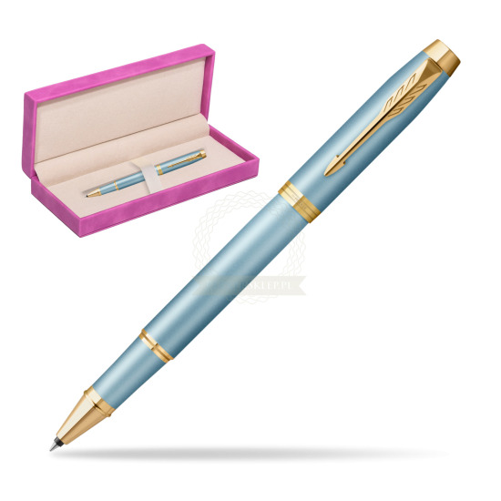 Parker IM RITUALS TURQUOISE GREEN Rollerball Pen in suede box fuchsia