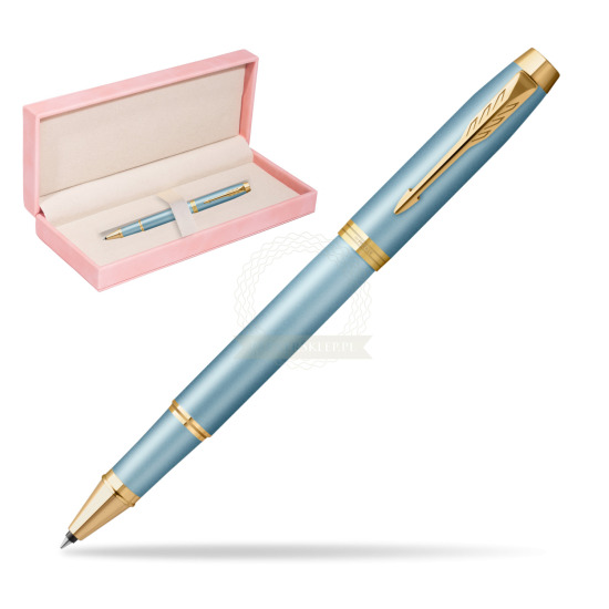 Parker IM RITUALS TURQUOISE GREEN Rollerball Pen in suede box pink