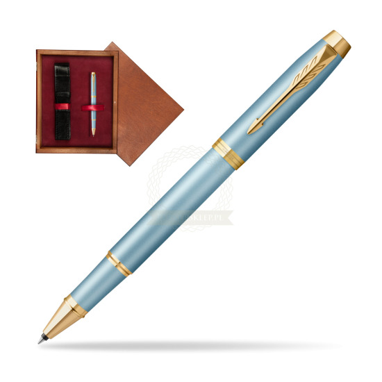 Parker IM RITUALS TURQUOISE GREEN Rollerball Pen in single wooden box Mahogany Single Maroon