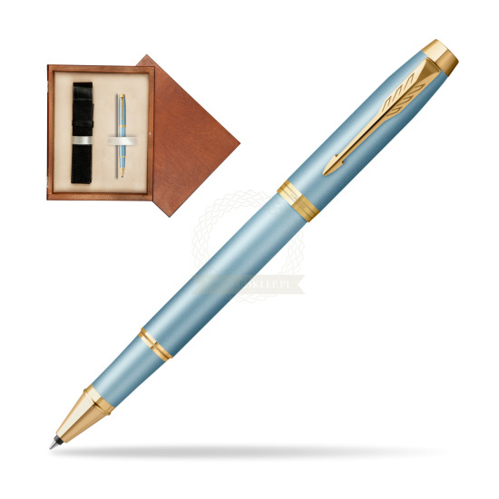 Parker IM RITUALS TURQUOISE GREEN Rollerball Pen in single wooden box Mahogany Single Ecru