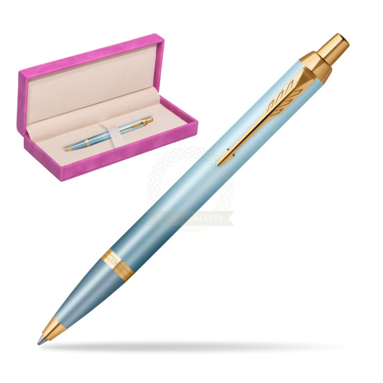 Parker IM RITUALS TURQUOISE GREEN Ballpoint Pen in suede box fuchsia