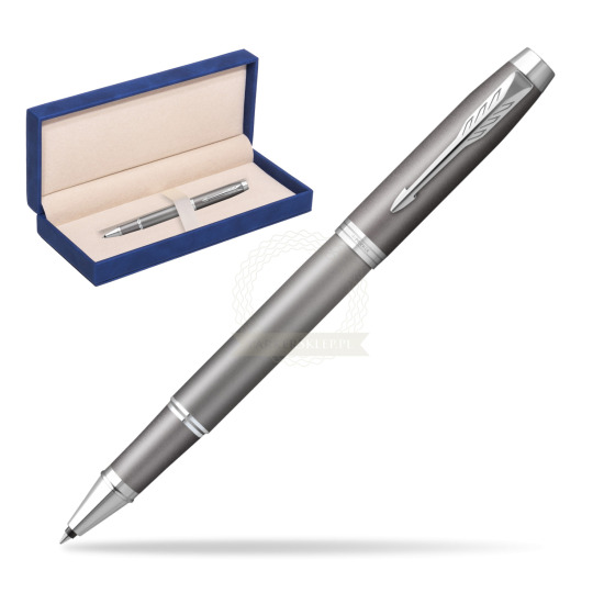 Parker IM RITUALS GREY Rollerball Pen in suede box navy blue