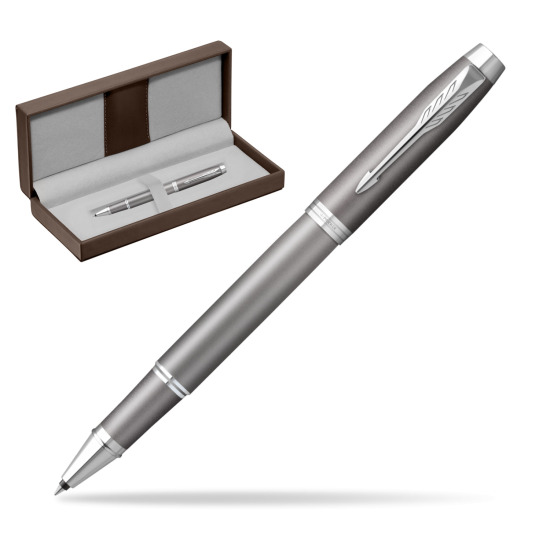 Parker IM RITUALS GREY Rollerball Pen in the brown leather box