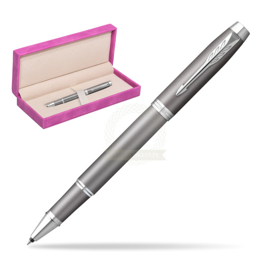 Parker IM RITUALS GREY Rollerball Pen in suede box fuchsia
