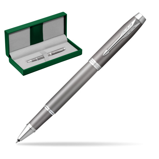 Parker IM RITUALS GREY Rollerball Pen in the green leather box