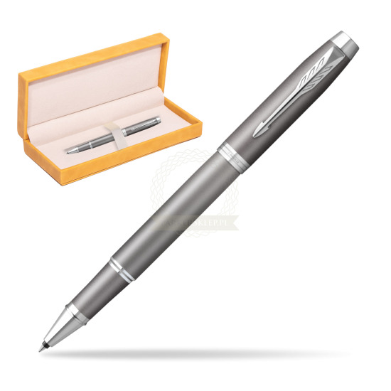 Parker IM RITUALS GREY Rollerball Pen in suede box yellow