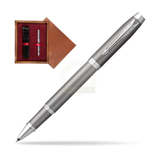 Parker IM RITUALS GREY Rollerball Pen in single wooden box Mahogany Single Maroon