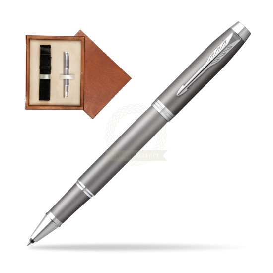 Parker IM RITUALS GREY Rollerball Pen in single wooden box Mahogany Single Ecru