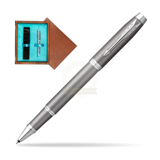 Parker IM RITUALS GREY Rollerball Pen in single wooden box Mahogany Single Turquoise 