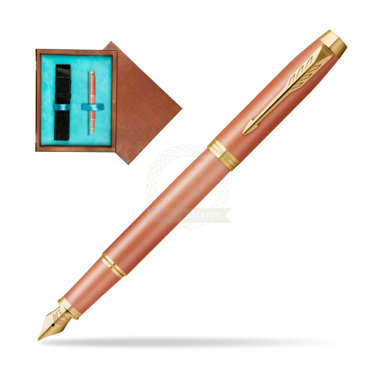 Fountain pen IM RITUALS ORANGE GT in single wooden box Mahogany Single Turquoise 