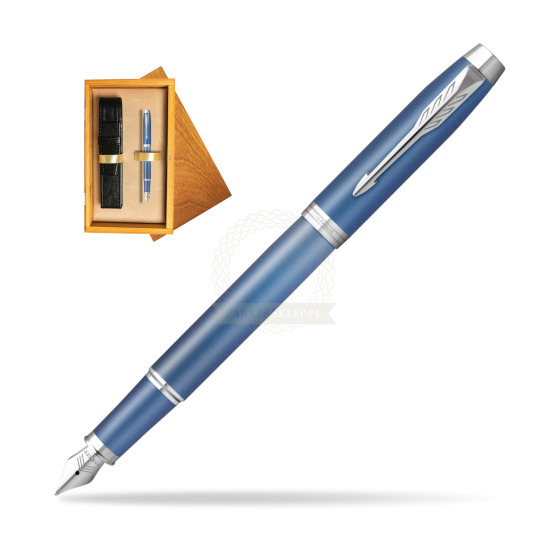 Penna Stilografica Parker IM RITUALS BLUE in single wooden box Honey Single Ecru