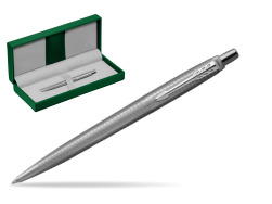 Jotter Premium 70TH ANNIVERSARY STEEL CT Ballpoint Pen in the green leather box