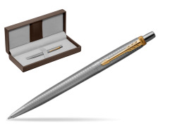 Jotter Premium 70TH ANNIVERSARY STEEL GT Ballpoint Pen in the brown leather box