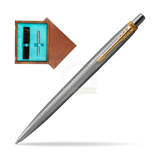 Jotter Premium 70TH ANNIVERSARY STEEL GT Ballpoint Pen in single wooden box Mahogany Single Turquoise 