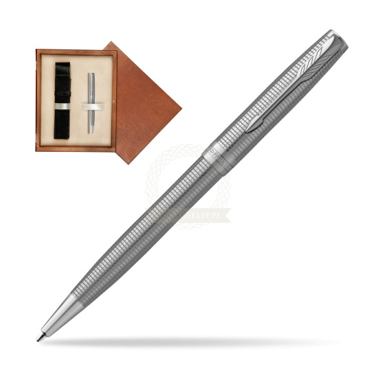 Parker Sonnet Ciselé CT Ballpoint pen in single wooden box Mahogany Single Ecru