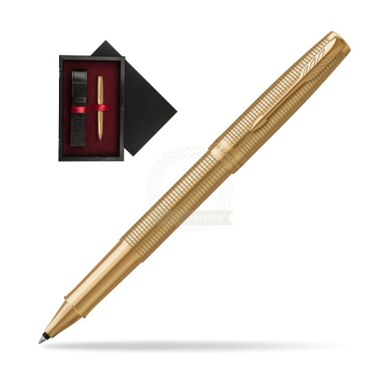 Penna Roller Parker Sonnet Ciselé GT in single wooden box Black Single Maroon