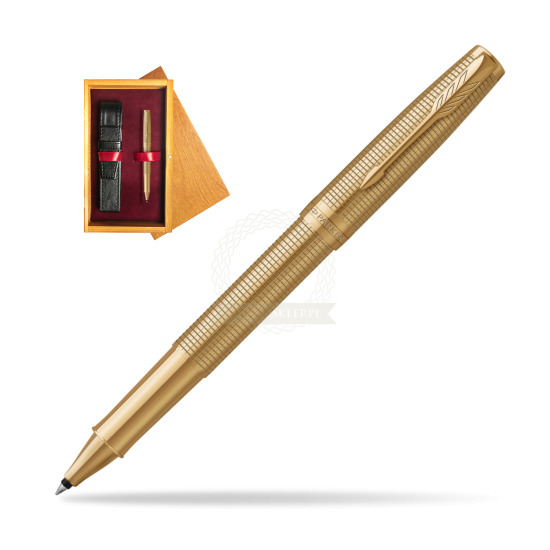 Penna Roller Parker Sonnet Ciselé GT in single wooden box Honey Single Maroon