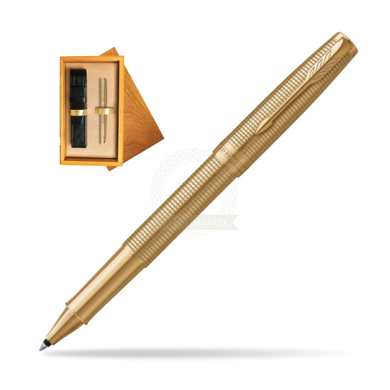 Penna Roller Parker Sonnet Ciselé GT in single wooden box Honey Single Ecru