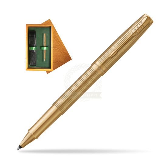 Penna Roller Parker Sonnet Ciselé GT in single wooden box Honey Single Green