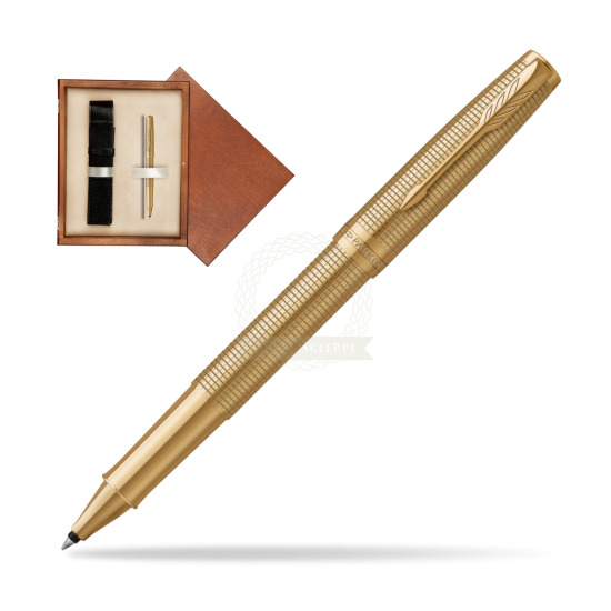 Penna Roller Parker Sonnet Ciselé GT in single wooden box Mahogany Single Ecru