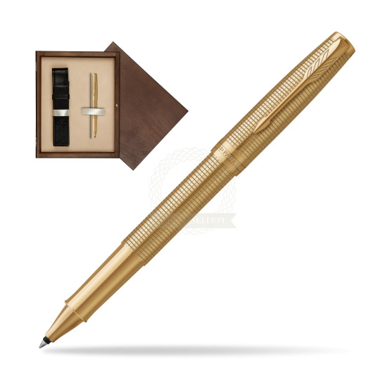 Penna Roller Parker Sonnet Ciselé GT in single wooden box Wenge Single Ecru