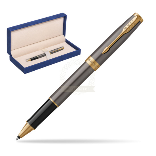 Parker SONNET Grey Core GT Penna Rollerball in suede box navy blue