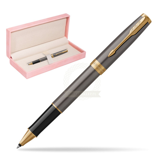 Parker SONNET Grey Core GT Penna Rollerball in suede box pink
