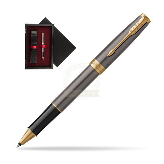Parker SONNET Grey Core GT Penna Rollerball in single wooden box Black Single Maroon