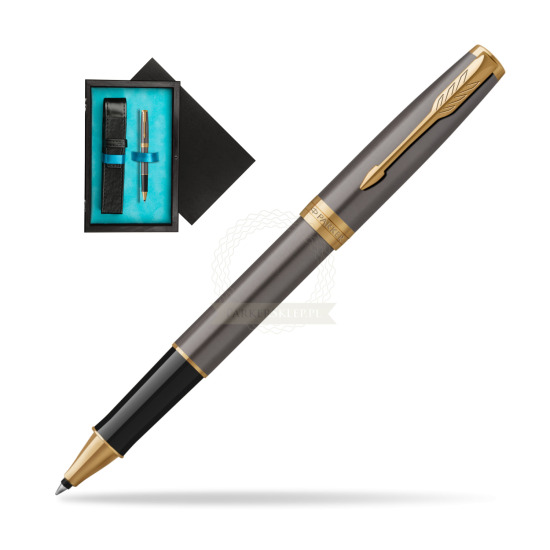 Parker SONNET Grey Core GT Penna Rollerball in single wooden box Black Single Turquoise