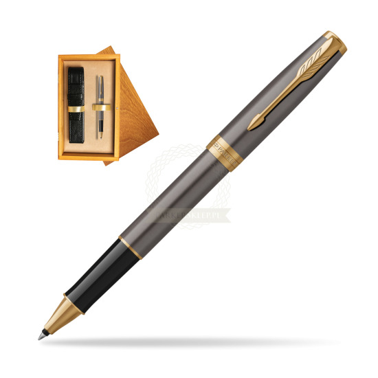 Parker SONNET Grey Core GT Penna Rollerball in single wooden box Honey Single Ecru