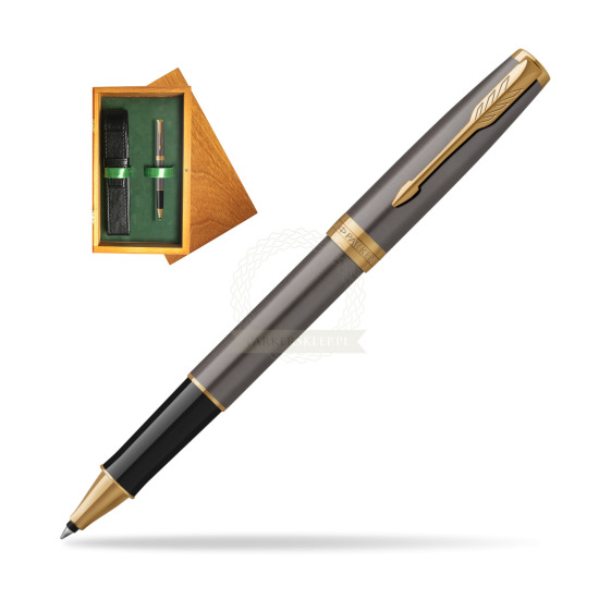 Parker SONNET Grey Core GT Penna Rollerball in single wooden box Honey Single Green